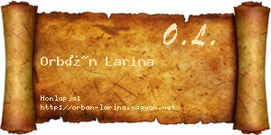 Orbán Larina névjegykártya
